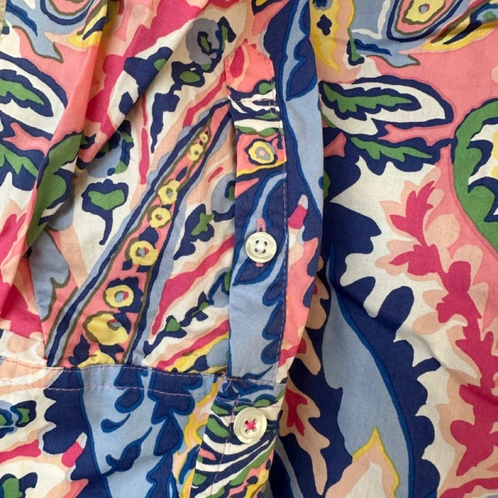 Talbots Woman Shirt Top Plus Size 2X Floral Paisley Button Up - Picture 8 of 9